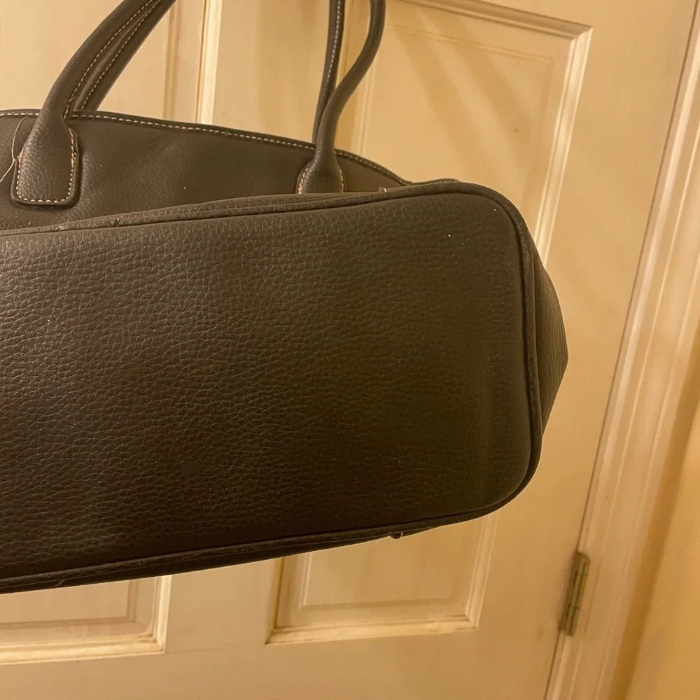 Victoria's Secret Black Leather Shoulder Bag with Gold Accents